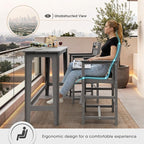 Ciokea Outdoor Bar Stool, Oversized HDPE Patio Bar Chair with 27" Seat Height, Heavy Duty Modern Tall Outdoor Chairs Bar Funiture for Bar Deck Balcony Kitchen Counter Yard, Grey