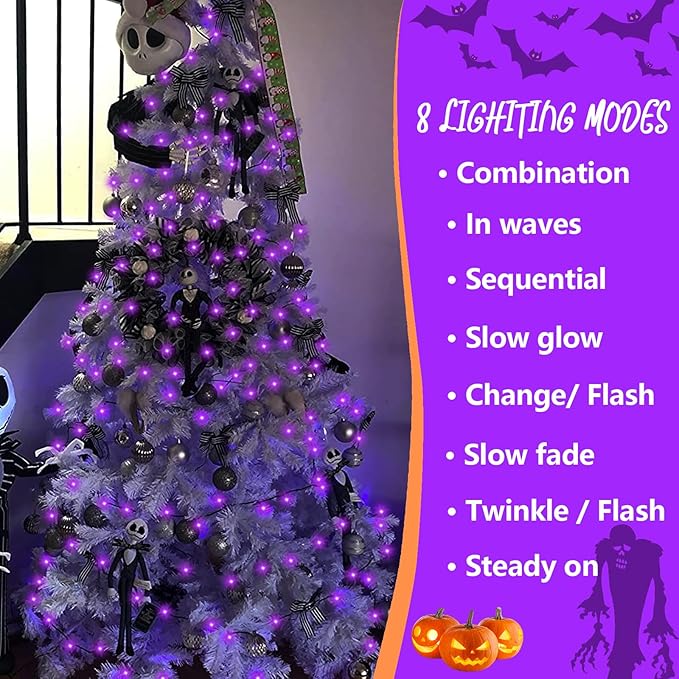 String Lights 165 ft 500 LED Purple Outdoor Plug-In with Timer