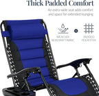 Best Choice Products Oversized Padded Zero Gravity Chair, Folding Outdoor Patio Recliner, XL Anti Gravity Lounger for Backyard w/Headrest, Cup Holder, Side Tray, Polyester Mesh - Blue