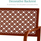 Best Choice Products Outdoor Bench 2-Person Metal Steel Benches Furniture for Garden, Patio, Porch, Entryway w/Geometric Backrest, 790lb Capacity - Rust