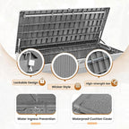 Greesum 100 Gallon Resin Deck Box Large Outdoor Storage with Cushions for Patio Furniture, Garden Tools, Pool Supplies, Weatherproof and UV Resistant, Lockable,Gray