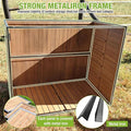 Outdoor Storage Shed, Light Brown Wood with Metal Frame, 50 Inch Wide