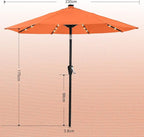 ABCCANOPY Durable Solar Led Patio Umbrellas with 32LED Lights 7.5FT (Orange)