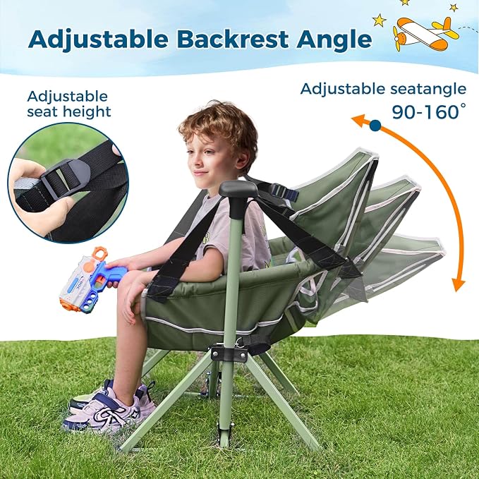 Hammock Chair for Kids, Green, Folding Steel Frame, 135 lb Capacity