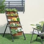 Giantex Vertical Raised Garden Bed on Wheels, 5-Tier Elevated Planter Boxes, Garden Beds with Drain Hole, Freestanding 5 Containers for Herb Vegetables Flowers Growing, Indoor Outdoor Patio Balcony