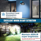 40W LED Outdoor Wall Light, 5000K Daylight Waterproof Floodlights, 360 ° - Image 2