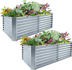 Land Guard 2 Pack 8×4×2ft Galvanized Raised Garden Bed Kit, Galvanized Planter Raised Garden Boxes Outdoor, Large Metal Raised Garden Beds for Vegetables (Modern Grey)
