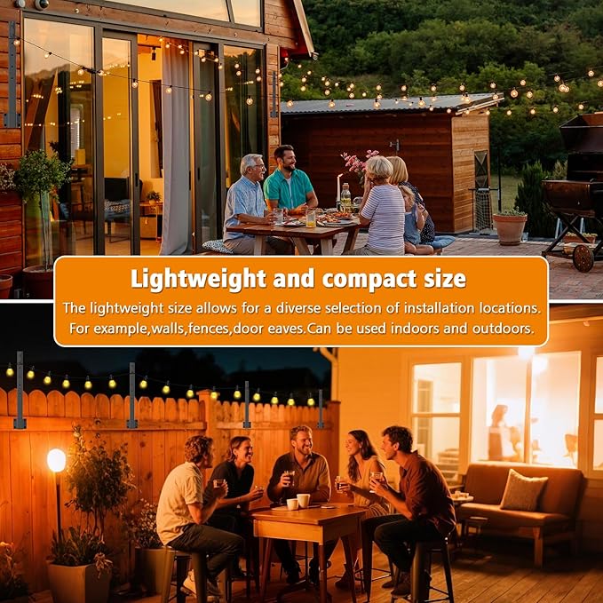 8 Pack String Light Poles,2.8 Ft Light Poles for Outside String Lights,Outdoor Lights Pole with Fork,Metal Poles Stand for Patio Deck Backyard