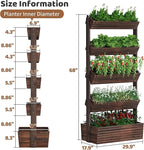 FILWH Wooden Raised Garden Bed Vertical Planter Box, Freestanding Plant Stand for Indoor Outdoor Plants, Herbs, Flowers, Vegetables, Gardening (Carbonized, 5-Tier，29.9 x 17.9 x 68in)