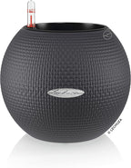 Lechuza Puro Color 20 Slate, Self-Watering Small Indoor Planter, D7.9 H6.3 in