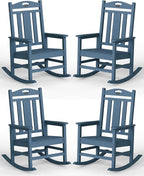 Ciokea Oversized Outdoor Rocking Chairs Set of 4, 380lbs Heavy-Duty Large Patio Rocker, High Back Cozy Porch Chairs, Weather Resistant Patio Rocking Chairs for Outside, Fire Pit, Deck, Slate Blue