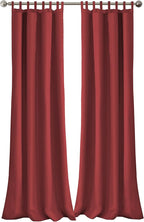 Elrene Home Fashions Matine Weatherproof Tab-Top Indoor/Outdoor Solid Color Curtain Panel for Porch, Pergola, Patio, Deck, 52”W x 95”L, Red