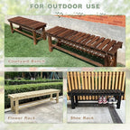 Outdoor Garden Bench, 3-Person Wood Patio Bench Weatherproof Outdoor Backless Bench, Anti-Corrosion and Anti-Rust Garden Benches for Garden Lawn Porch Park Backyard (Natural,47.25''/120cm)