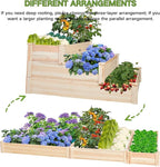 3-Tier Raised Garden Bed with Fabric Liner, Wood Elevated Planter Box with Dovetail Joint Design, 3 Dividable Bed Kit for Vegetables/Herbs/Flowers, Outdoor Gardening for Patio, Lawn, Balcony