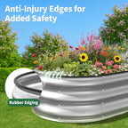 Kesfitt Raised Garden Bed, 5x2x1 FT Galvanized Steel Metal Raised Garden Bed, Oval Open-Bottom Design, 12-Inch Deep for Outdoor Vegetable & Herb Gardening, Silver