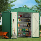 Gizoon Outdoor Storage Shed 8 x 6 FT, Galvanized Metal Garden Shed by Gizoon