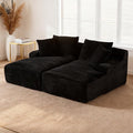 80" Double Chaise Lounge Chair Indoor, Oversized Boneless Couch Comfy Upholstered Sleeper Sofa Bed with 4 Pillows, Corduroy Cloud Loveseat Chair for Living Room No Assembly Required, Black