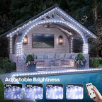 50FT 360 LED Waterproof Rope Lights Outside with Remote, 8 Modes and 4 Brightness Tube Lights for Christmas, Bedroom, Patio, Garden, Indoor Outdoor Decoration (Cool White)
