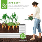 Best Choice Products 8x4x2ft Outdoor Metal Raised Garden Bed, Deep Root Planter Box for Vegetables, Herbs & Flowers, 478-Gallon Capacity, 100% Non Toxic Materials - White