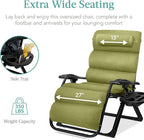 Best Choice Products Oversized Zero Gravity Chair, Folding Outdoor Patio Recliner, XL Anti Gravity Lounger w/Removable Cushion, Cup Holder, Side Tray, 350lb Capacity - Lime Green