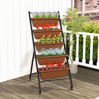 Giantex Vertical Raised Garden Bed on Wheels, 5-Tier Elevated Planter Boxes, Garden Beds with Drain Hole, Freestanding 5 Containers for Herb Vegetables Flowers Growing, Indoor Outdoor Patio Balcony
