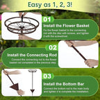 Tellingyou 2 Pack Adjustable Outdoor Flower Pot Stand, Metal Outdoor Plant Stands, Spring Summer Versatile Plant Stand Garden Stake for Display Plants, Elegant Solution for Landscaping Decor (Brown)