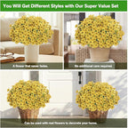 Artificial Flowers for Outdoor,Silk Flowers No Fade Fake Plastic Flowers UV Resistant Faux Plants for Outdoors Outside Front Porch Hanging Planter Window Box Garden Home Decoration,13 Pack(Yellow)
