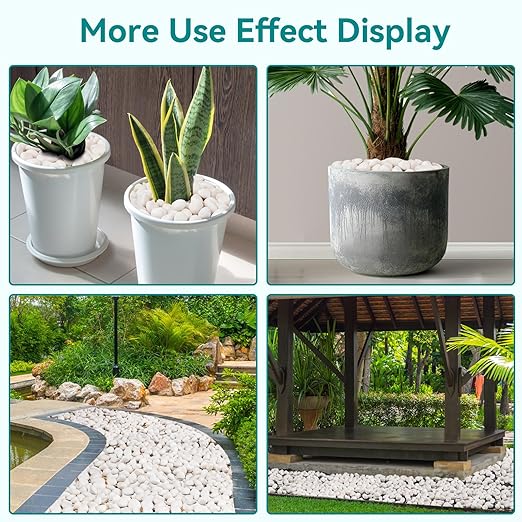 20 lbs White Rocks for Landscaping, 1-2 inch Decorative Rocks for Plants Indoor, Large Polished River Rocks for Garden, Outdoor Landscaping, Walkways, Yard, Plants Pots, Vases, Crafts