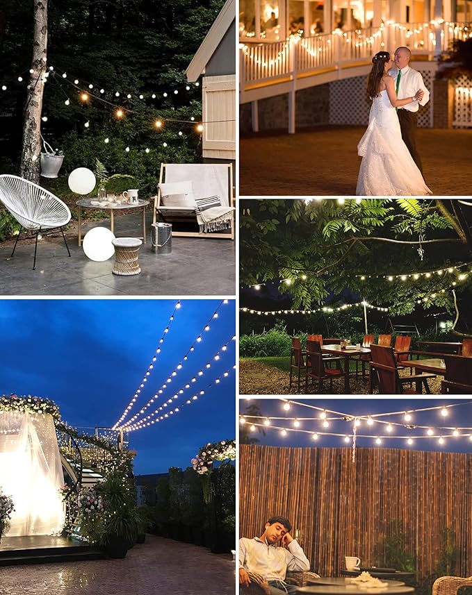 String Lights, 200 FT Outdoor LED Patio Lights, 100 G40 Bulbs