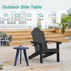 HDPS Outdoor Side Table, Small Round Side Table Weather-Resistant, Outdoor Side Tables for Patio, Porch, Deck, End Table for Plant Stand, Living Room, Bedroom, Navy