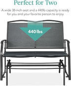 Best Choice Products 2-Person Outdoor Patio Swing Glider Steel Bench Loveseat Rocker for Deck, Porch w/Textilene Fabric, Steel Frame - Dark Gray