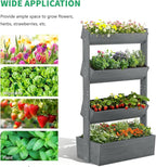 DoCred Vertical Wooden Raised Garden Bed, 4 Tier Upgraded Garden Planters Freestanding Wood Plant Stand Flower Rack Wooden Planter Box for Plants Herbs Flowers Vegetables Outdoor Indoor