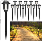 12 Pack Solar Pathway Lights Outdoor, Dusk to Dawn Solar Lights Outdoor Waterproof,Solar Garden Lights Solar Powered, Landscape Lighting for Yard Walkway Driveway Path Warm White