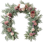 Artificial Flowers Garland, 6ft Eucalyptus Willow Vine in Dusty Rose
