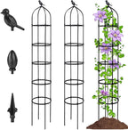 2-Pack 6.7FT Garden Obelisk Trellis for Climbing Plants,Adjustable 5-Tier Metal Plant Support,Rustproof Outdoor Plant Tower with 3 Decorative Tops for Roses,Tomatoes,Clematis & Vines,Black
