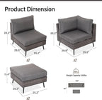 LAUSAINT HOME Outdoor Patio Furniture, 6 Piece Outdoor Sectional Sofa PE Rattan Wicker Patio Conversation Sets,All Weather Patio Furniture Set with Thick Cushions for Garden, Poolside, Backyard (Grey)