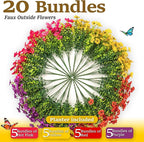 Railing Planter Boxes with Artificial Flowers, Adjustable Balcony Planters for Railing Hanging, UV Sun Resistant Colorful Daisy for Porch Patio Balcony Home (1 Pack, 24 Inch)