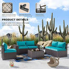 Kullavik 12 Pieces Outdoor Patio Furniture Set PE Wicker Rattan Sectional Sofa Patio Conversation Sets,Blue