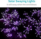 JJGoo Solar Garden Lights, New Upgraded 2 Pack Solar Swaying Starburst Light, Waterproof Fireworks Outdoor Lights, Yard Patio Pathway Decoration, Purple
