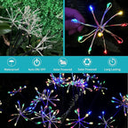 JJGoo Solar Garden Lights, New Upgraded 2 Pack Solar Swaying Starburst Light, Waterproof Fireworks Outdoor Lights, Yard Patio Pathway Decoration, Colorful
