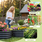 AHEONLAR 3Pack 2x2x1 ft Round Galvanized Raised Garden Bed Kit Round Metal Flower Box Large Planter Raised Beds Outdoor Garden for Planting,Fruit,Herb-Grey