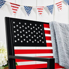 Best Choice Products Outdoor Bench 2-Person Steel Indoor/Outdoor Bench for Garden, Patio, Porch, Entryway w/American Flag, 790lb Capacity – Black/Red