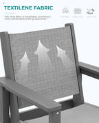 SERWALL 3 Pieces Textilene Adirondack Bar Set, Tall Adirondack Bar Height Chairs with Bar Table, Sling Balcony Adirondack Chairs, Weather Resistance Resin Outdoor Bar Height Stools, Gray