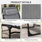 Outsunny Chaise Lounge Chair Outdoor, 5-Position Adjustable Sun Tanning Chair with Carrying Handle and Side Pocket, Folding Bed Cot with Removable Pillow for Garden, Beach, Patio, Pool, Camp, Gray