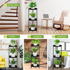 SYQ 3 Tier Plant Stand Indoor Outdoor - 34'' Extra-Tall Metal Plant Stands for Potted Plants Multiple Tiered Plant Shelf Vertical Black Iron Planter Rack Large Flower Pot Holder Table for Patio Corner
