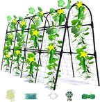 Cucumber Trellis for Raised Bed, U-Shape Garden Arch Metal Support for Climbing Plants, Metal Arch Plant Support Vegetables Trellis, Plant Support for Vine Outdoor(Black, 63*30*47inch(L*W*H))