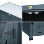 HABAU Outdoor Storage Cabinets Weatherproof for Patio, Garden Work Bench with Shelves & Metal Tabletop, Wooden Potting Table Workstation