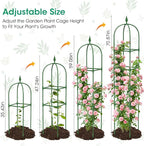 2 Pack Garden Obelisk Trellis for Climbing Plants, 71" Metal Rustproof Plant Support Rose Trellis, Tower Potted Cages for Flowers Fruits Vegetable Vines Indoor & Outdoor, Green(4 Tiers)