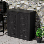 Outdoor Storage Cabinet Waterproof with Shelf,Resin Storage Sheds Outdoor Cabinets for tub Towels/Chemicals/Grill Items/Patio/Garden/Backyard, Size 34.3''L*15''W*36.2''H（Black）