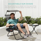 Best Choice Products 30” Wide Folding Zero Gravity Outdoor Recliner Patio Lounge Chair w/Adjustable Canopy Shade, Headrest, Side Accessory Tray - Burnt Orange